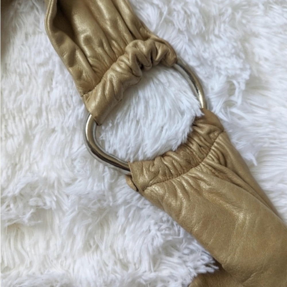 Vintage HOBO Gabor slouchy hobo bag-stunning champagne gold leather - Picture 4 of 6